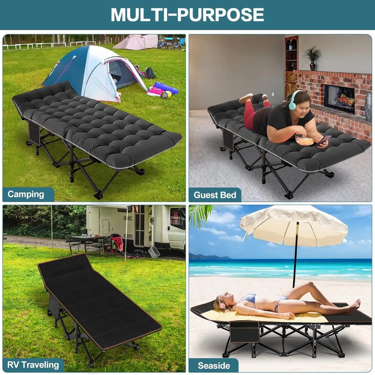 Portable Camping Cot with Mattress