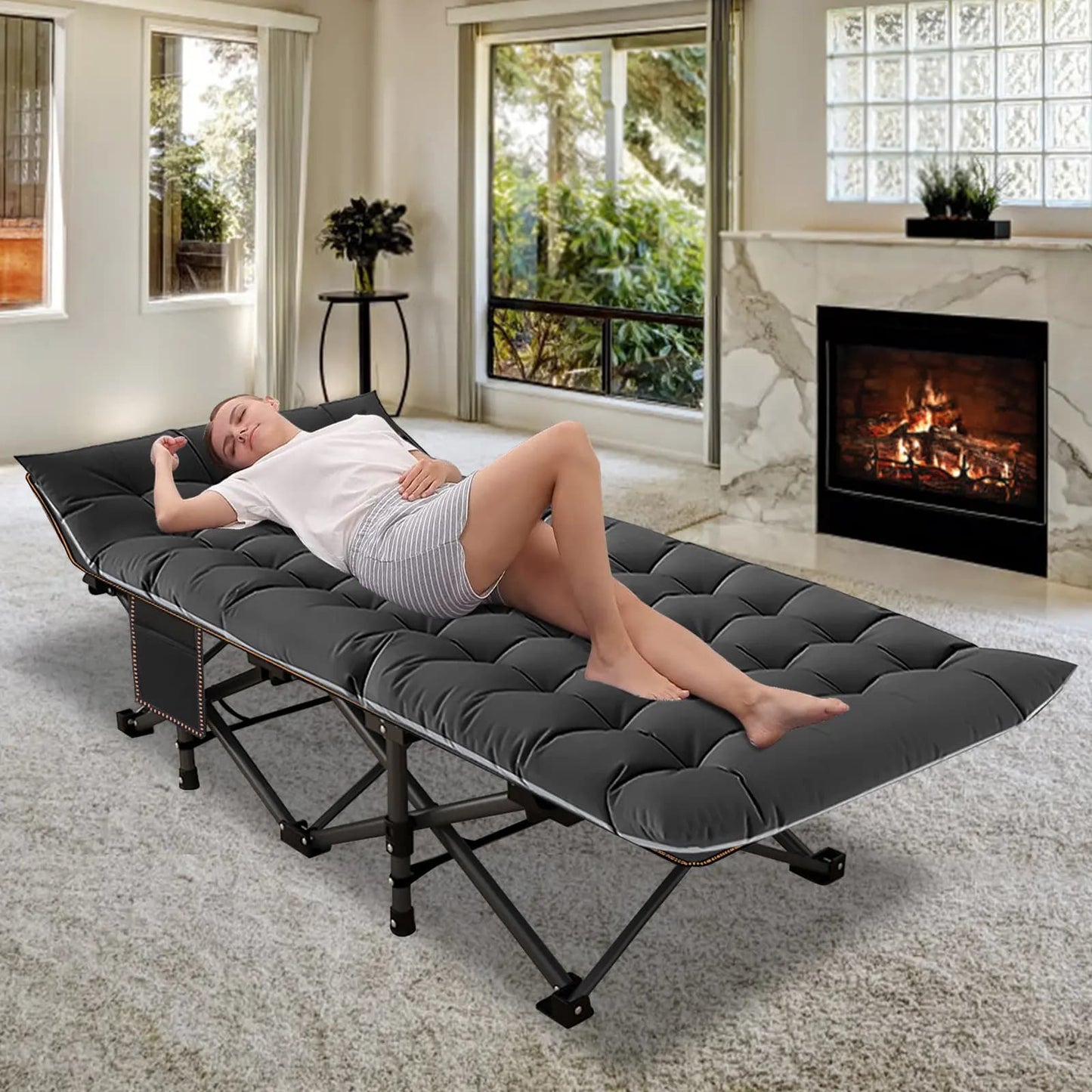 Portable Camping Cot with Mattress
