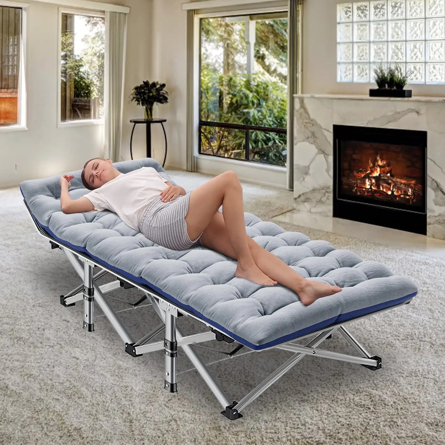 Portable Camping Cot with Mattress