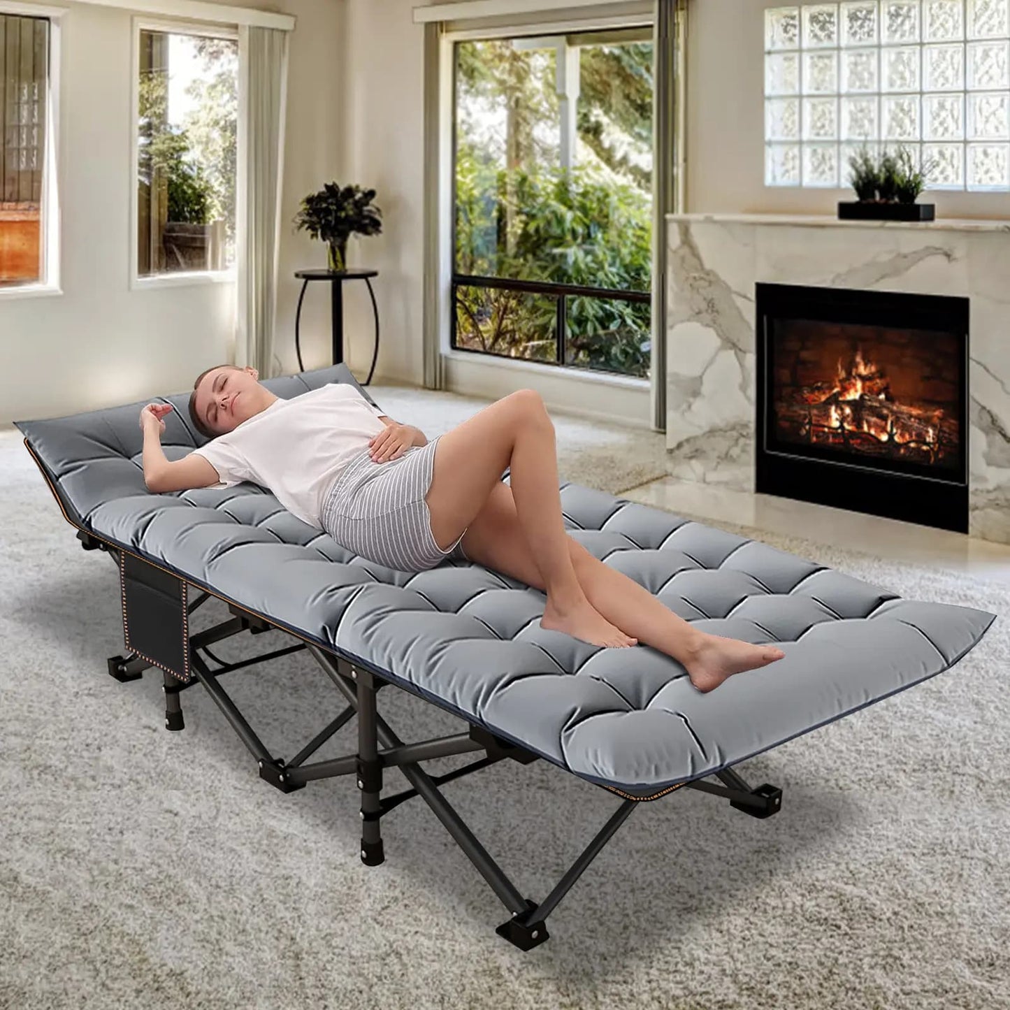 Portable Camping Cot with Mattress