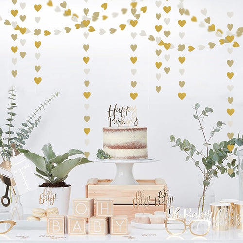 White Gold Champagne Heart Garland