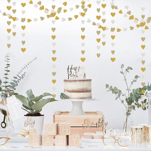 White Gold Champagne Heart Garland