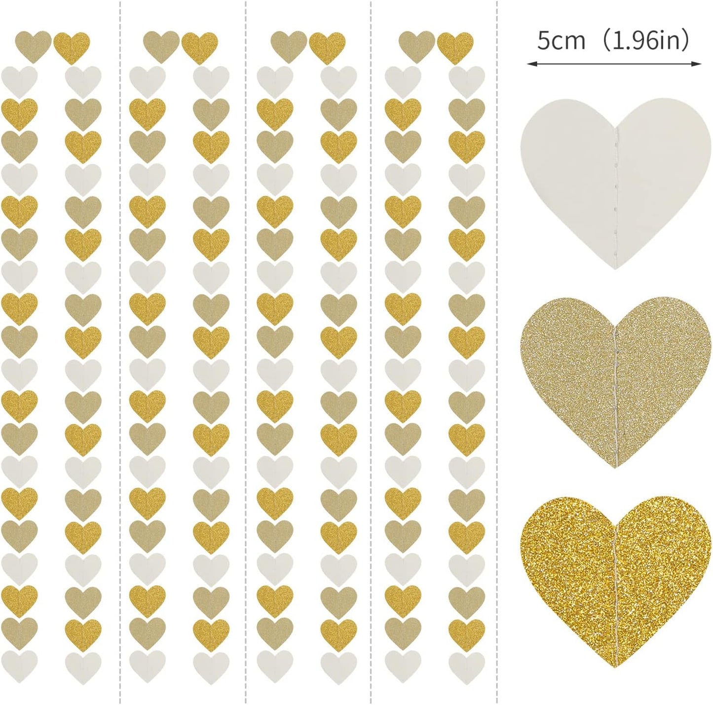 White Gold Champagne Heart Garland