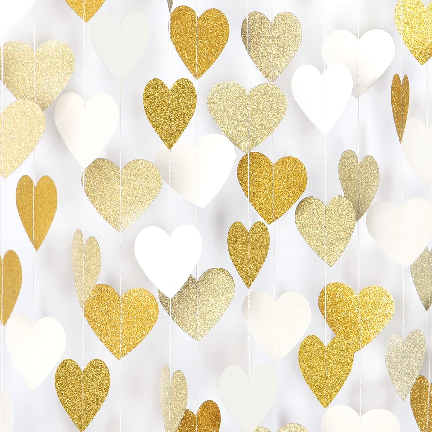White Gold Champagne Heart Garland